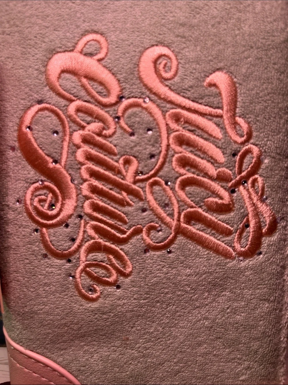 Juicy Couture Pink and Frosty Green Embroidered Chain zip wallet